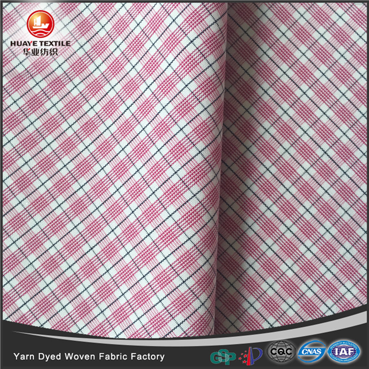 Yarn dyed cotton polyester spandex check poplin fabric